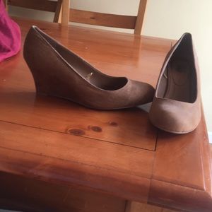 Tan suede wedges perfect for fall
